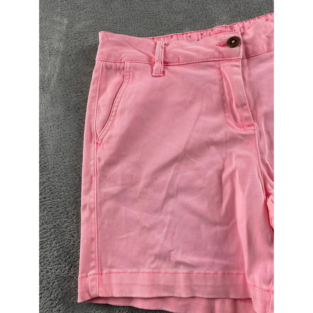Land 'n Sea Womens Pink Chino Shorts Sz 4 Mid Rise Stretch Cotton Summer Casual